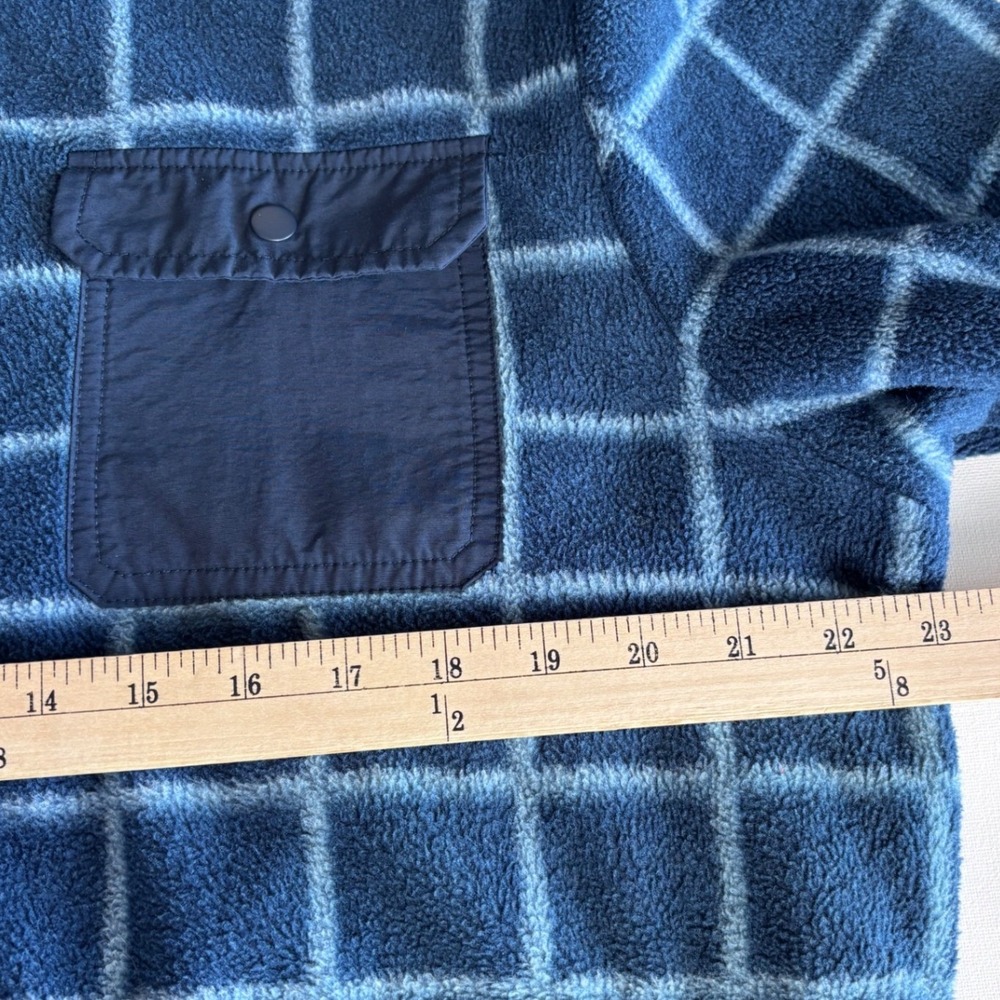 Goodfellow & Co Mens Blue Grid Fleece Quarter Zip Pullover Sweater Large - Picture 6 of 6
